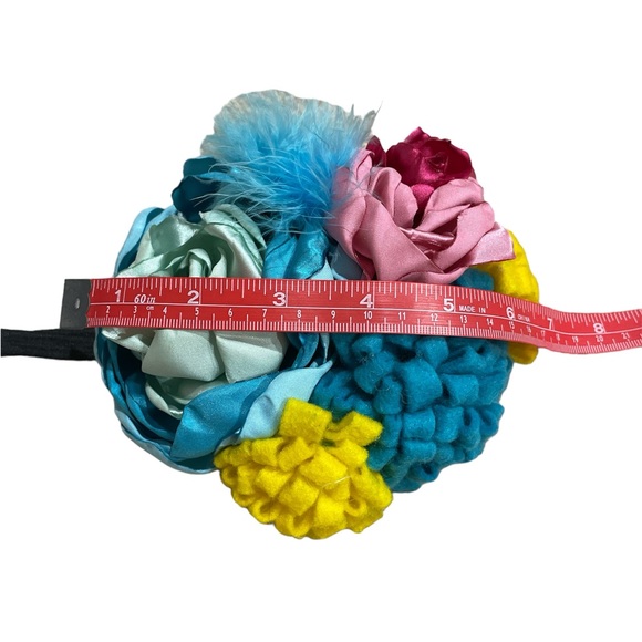 Huge oversized flower headband bow Fascinator pink blue yellow OOAK statement - Picture 2 of 3